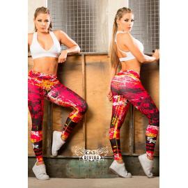 legging con cintura alta y estampado exclusivo graffiti tigre fucsia