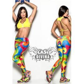 Legging con cintura alta y estampado exclusivo geometrico círculos multicolor