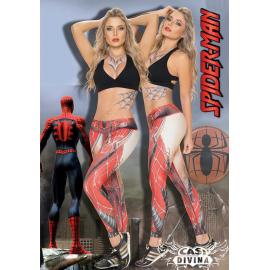 legging supplex roja con estampado de telaraña