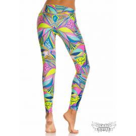 legging con cintura alta y estampado sublimado exclusivo de hojas multicolor