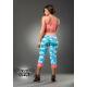 Legging bombacho azul con pierna tipo capri y remates en cintura y pierna en rosa