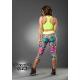 Legging multicolor caleidoscopio con cintura ancha amarilla