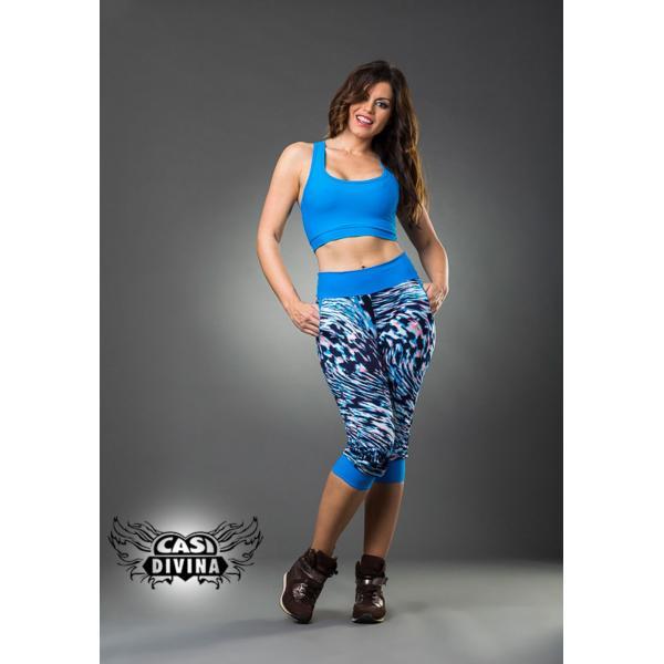 Legging azul capri bombacho con estampado abstracto